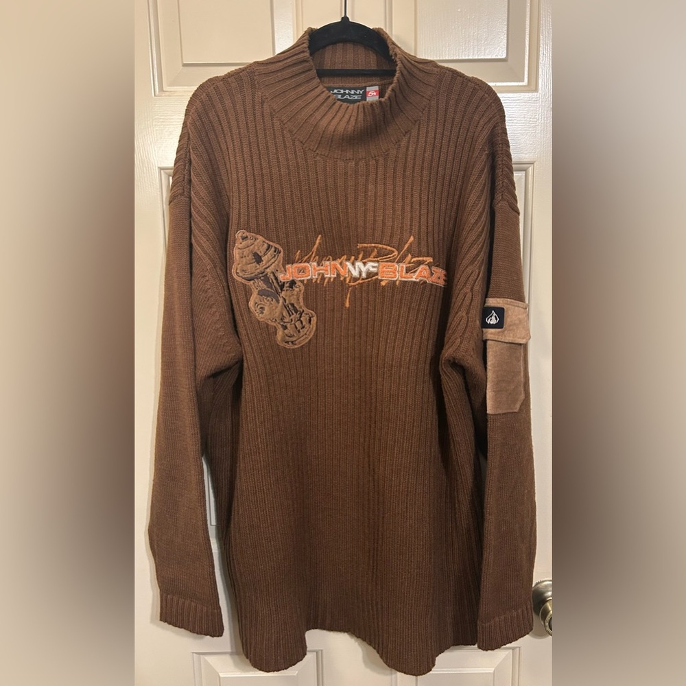 Vintage Johnny Blaze NYC 5Star Men's Turtleneck Sweater in Rich Brown